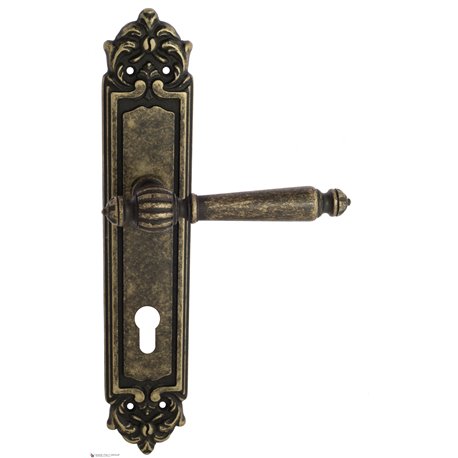 Дверная ручка Venezia "PELLESTRINA" CYL на планке PL96 античная бронза