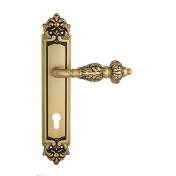 Дверная ручка Venezia "LUCRECIA" CYL на планке PL96 французское золото + коричневый