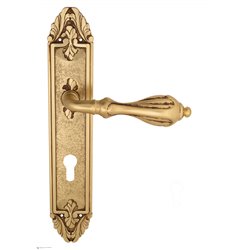 Дверная ручка Venezia "ANAFESTO" CYL на планке PL90 французское золото + коричневый