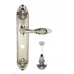Дверная ручка Venezia "CASANOVA" WC-4 на планке PL90 натуральное серебро + черный
