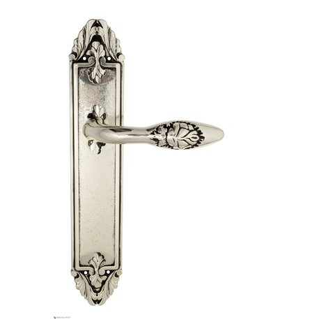 Дверная ручка Venezia "CASANOVA" на планке PL90 натуральное серебро + черный