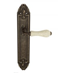 Дверная ручка Venezia "COLOSSEO" белая керамика паутинка на планке PL90 античная бронза