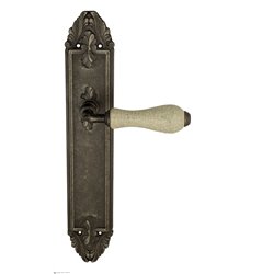 Дверная ручка Venezia "COLOSSEO" белая керамика паутинка на планке PL90 античное серебро