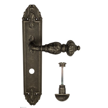 Дверная ручка Venezia "LUCRECIA" WC-2 на планке PL90 античное серебро