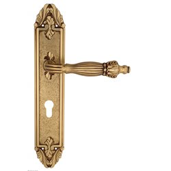 Дверная ручка Venezia "OLIMPO" CYL на планке PL90 французское золото + коричневый