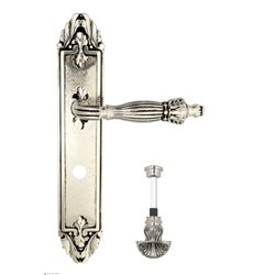 Дверная ручка Venezia "OLIMPO" WC-4 на планке PL90 натуральное серебро + черный