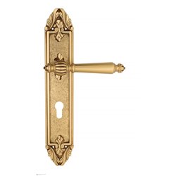 Дверная ручка Venezia "PELLESTRINA" CYL на планке PL90 французское золото + коричневый