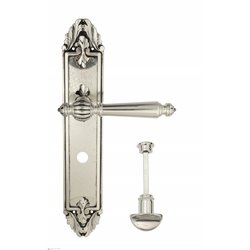 Дверная ручка Venezia "PELLESTRINA" WC-2 на планке PL90 натуральное серебро + черный