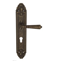 Дверная ручка Venezia "VIGNOLE" CYL на планке PL90 античная бронза