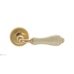 Дверная ручка Venezia "COLOSSEO" белая керамика паутинка D3 полированная латунь