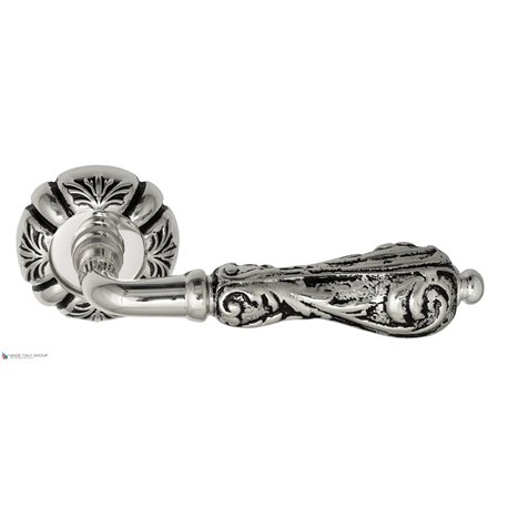 Дверная ручка Venezia "MONTE CRISTO" D5 натуральное серебро + черный