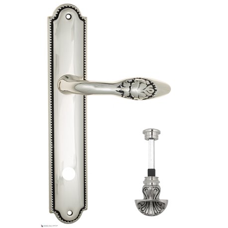 Дверная ручка Venezia "CASANOVA" WC-4 на планке PL98 натуральное серебро + черный