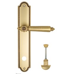 Дверная ручка Venezia "CASTELLO" WC-2 на планке PL98 французское золото + коричневый