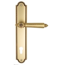 Дверная ручка Venezia "CASTELLO" CYL на планке PL98 французское золото + коричневый