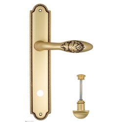 Дверная ручка Venezia "CASANOVA" WC-2 на планке PL98 французское золото + коричневый