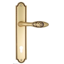Дверная ручка Venezia "CASANOVA" CYL на планке PL98 французское золото + коричневый