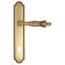 Дверная ручка Venezia "OLIMPO" CYL на планке PL98 французское золото + коричневый