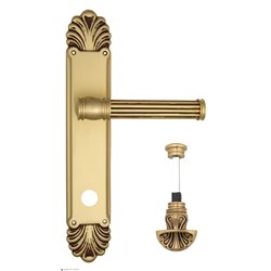 Дверная ручка Venezia "IMPERO" WC-4 на планке PL87 французcкое золото + коричневый