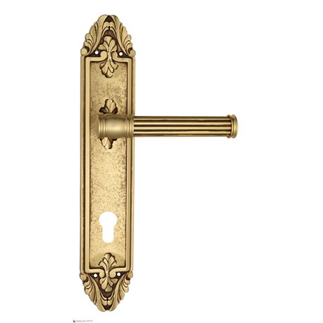 Дверная ручка Venezia "IMPERO" CYL на планке PL90 французcкое золото + коричневый