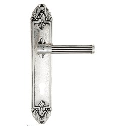 Дверная ручка Venezia "IMPERO" CYL на планке PL90 натуральное серебро + черный