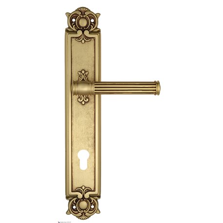 Дверная ручка Venezia "IMPERO" CYL на планке PL97 французcкое золото + коричневый