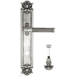 Дверная ручка Venezia "IMPERO" WC-4 на планке PL97 натуральное серебро + черный