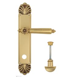 Дверная ручка Venezia "CASTELLO" WC-2 на планке PL87 французское золото + коричневый