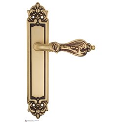 Дверная ручка Venezia "FLORENCE" на планке PL96 французское золото + коричневый