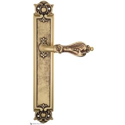 Дверная ручка Venezia "FLORENCE" на планке PL97 французское золото + коричневый