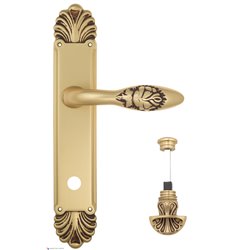 Дверная ручка Venezia "CASANOVA" WC-4 на планке PL87 французское золото + коричневый