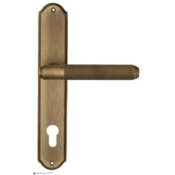Дверная ручка Venezia "EXA ZIG" CYL на планке PL02 матовая бронза