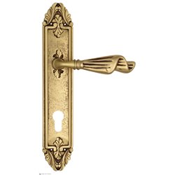Дверная ручка Venezia "OPERA" CYL на планке PL90 французское золото + коричневый