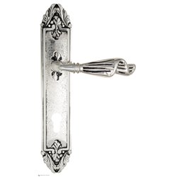 Дверная ручка Venezia "OPERA" CYL на планке PL90 натуральное серебро + черный