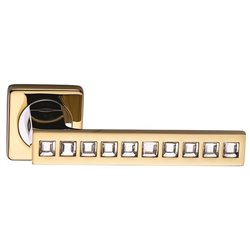 Ручка дверная ARCHIE SILLUR на квадратной накладке C199 P.GOLD/ CRYSTAL