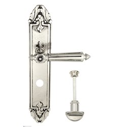 Дверная ручка Venezia "CASTELLO" WC-2 на планке PL90 натуральное серебро + черный