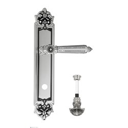 Дверная ручка Venezia "CASTELLO" WC-4 на планке PL96 натуральное серебро + черный