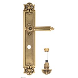 Дверная ручка Venezia "CASTELLO" WC-4 на планке PL97 французское золото + коричневый