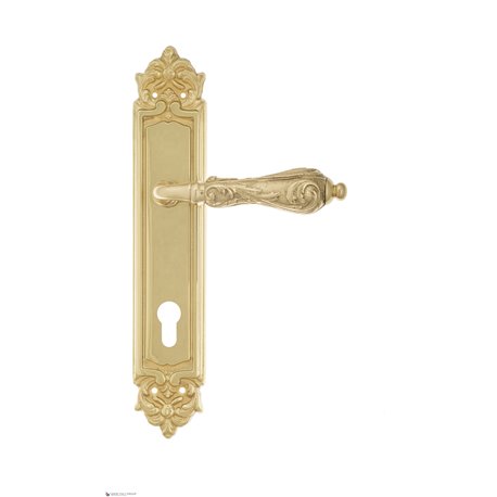 Дверная ручка Venezia "MONTE CRISTO" CYL на планке PL96 полированная латунь