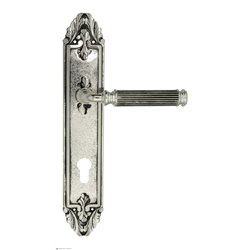 Дверная ручка Venezia "MOSCA" CYL на планке PL90 натуральное серебро + черный