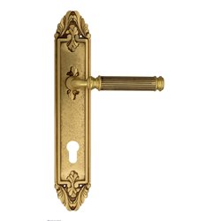 Дверная ручка Venezia "MOSCA" CYL на планке PL90 французское золото + коричневый