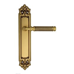 Дверная ручка Venezia "MOSCA" на планке PL96 французское золото + коричневый