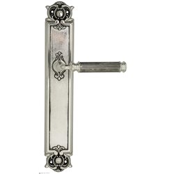 Дверная ручка Venezia "MOSCA" на планке PL97 натуральное серебро + черный