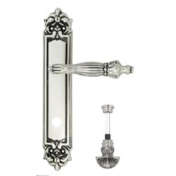 Дверная ручка Venezia "OLIMPO" WC-4 на планке PL96 натуральное серебро + черный