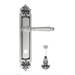 Дверная ручка Venezia "PELLESTRINA" WC-4 на планке PL96 натуральное серебро + черный