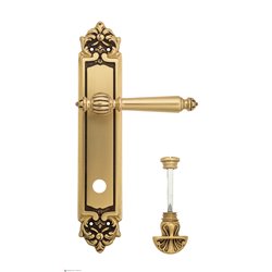 Дверная ручка Venezia "PELLESTRINA" WC-4 на планке PL96 французское золото + коричневый