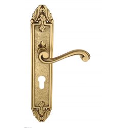 Дверная ручка Venezia "VIVALDI" CYL на планке PL90 французское золото + коричневый