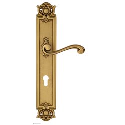 Дверная ручка Venezia "VIVALDI" CYL на планке PL97 французское золото + коричневый