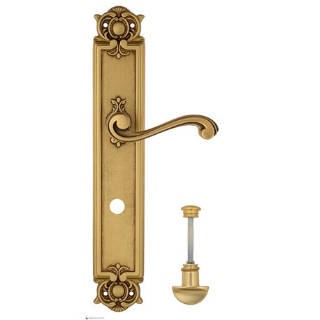Дверная ручка Venezia "VIVALDI" WC-2 на планке PL97 французское золото + коричневый
