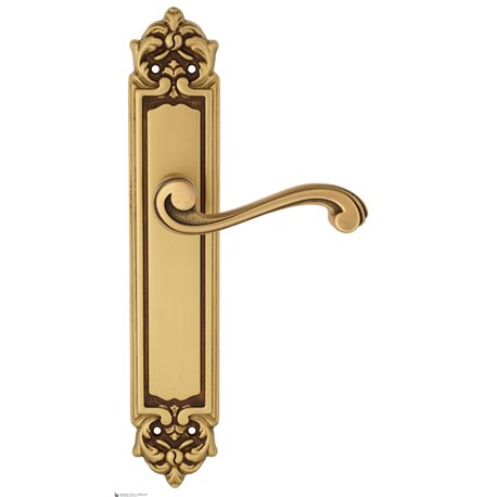 Дверная ручка Venezia "VIVALDI" на планке PL96 французское золото + коричневый