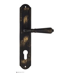 Дверная ручка Venezia ART "VIGNOLE" CYL на планке PL02 черная + золото